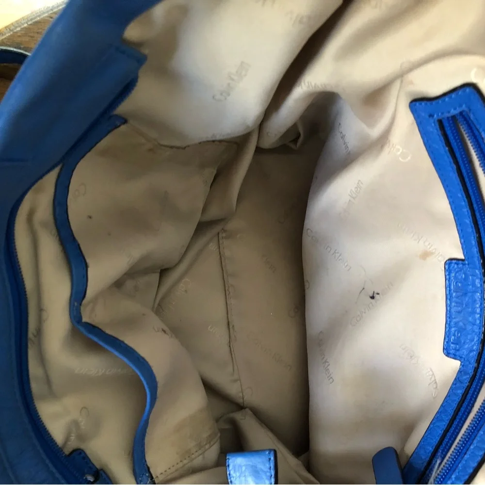 CALVIN KLEIN Blue Leather Handbag Purse